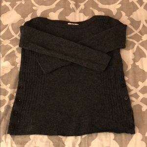 Madewell Gray Boatneck Sweater w/ Button Side